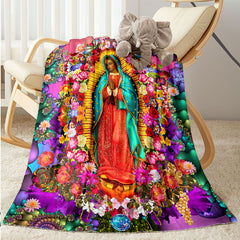 Our Lady Of Guadalupe Flannel Blanket Cozy Warm Soft Travel Blanket