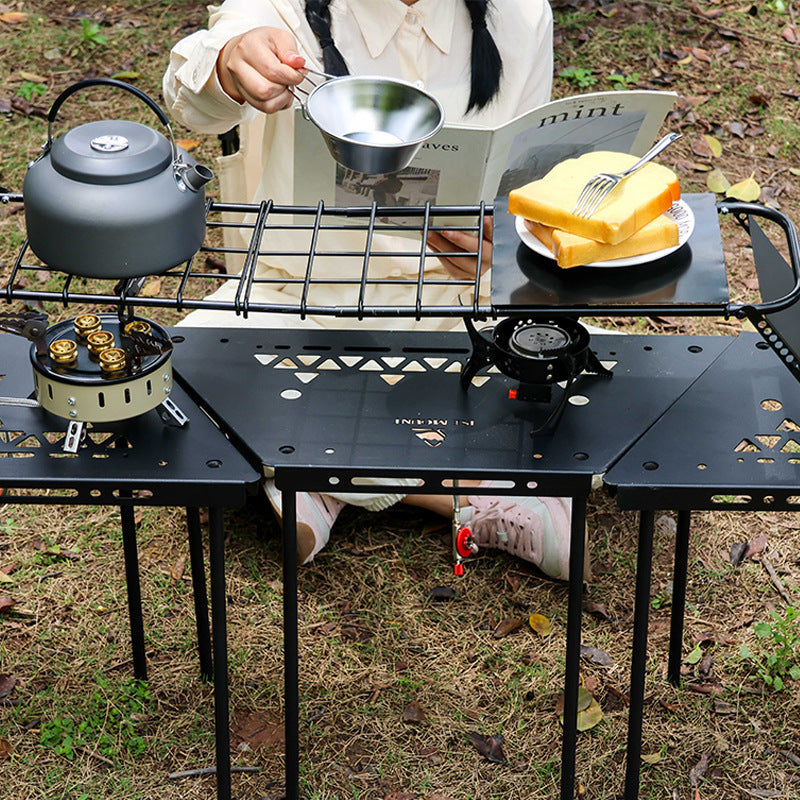 Adjustable Height Metal Folding Table for Outdoor Camping