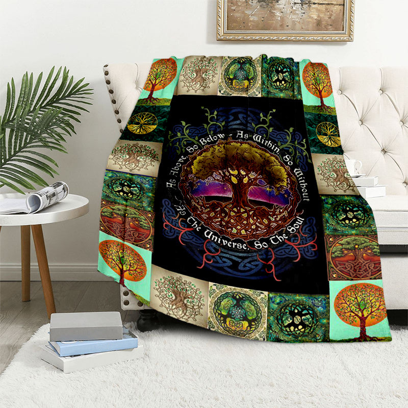Tree Of Life Flannel Blanket Cozy Warm Soft Blanket For Travelling