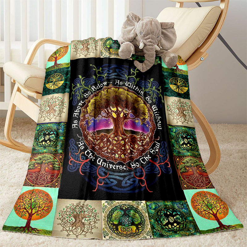 Tree Of Life Flannel Blanket Cozy Warm Soft Blanket For Travelling