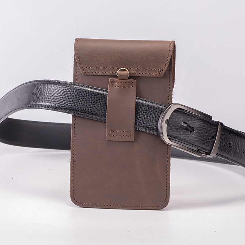 Top Layer Cowhide Waist Bag with Phone Pocket