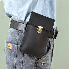 Top Layer Cowhide Waist Bag with Phone Pocket