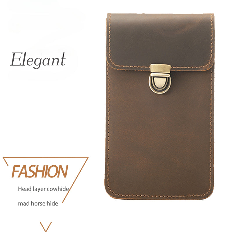 Top Layer Cowhide Waist Bag with Phone Pocket