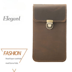 Top Layer Cowhide Waist Bag with Phone Pocket