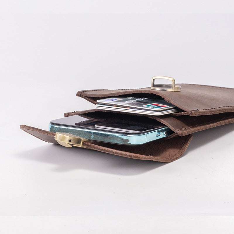 Top Layer Cowhide Waist Bag with Phone Pocket