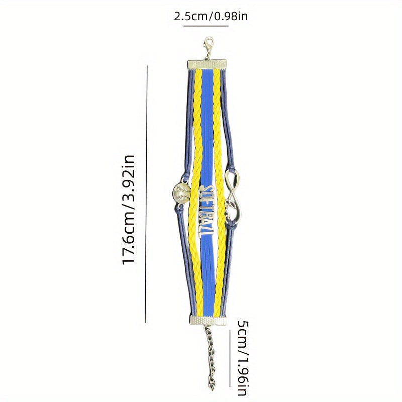 Boho Softball Knitted Bracelet for Women Fans