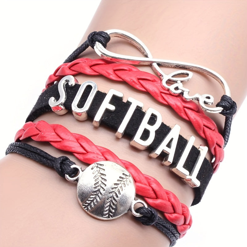 Boho Softball Knitted Bracelet for Women Fans
