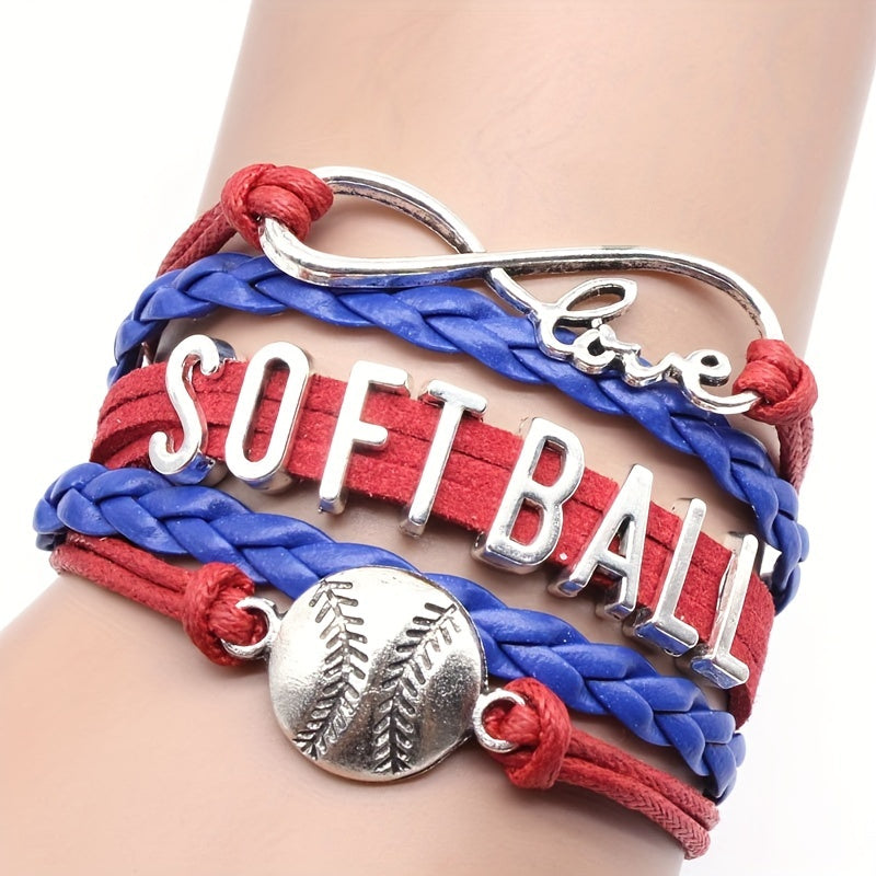 Boho Softball Knitted Bracelet for Women Fans