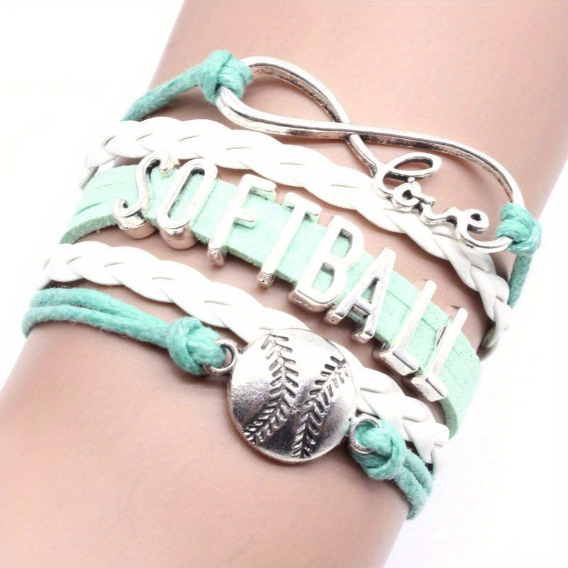 Boho Softball Knitted Bracelet for Women Fans