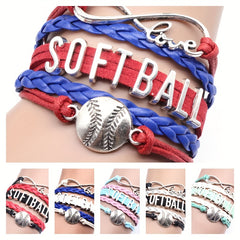 Boho Softball Knitted Bracelet for Women Fans
