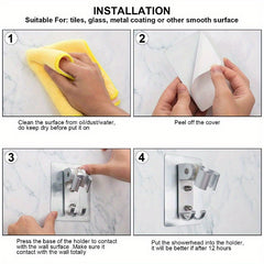 Strong Adhesive Shower Head Holder with 2 Hooks