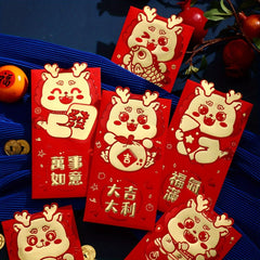 6pcs Dragon Year Red Envelopes Lucky Red Packets Chinese Style
