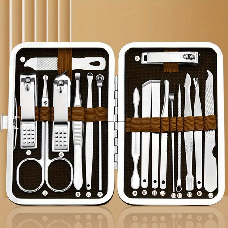 17pcs Nail Cutter Manicure Set with Ear Picking Spoon