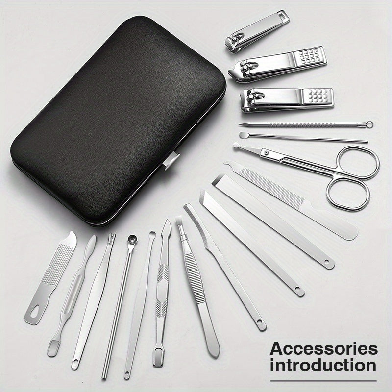 17pcs Nail Cutter Manicure Set with Ear Picking Spoon