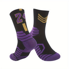 Men's Basketball Socks Breathable Non slip Striped Sports Crew Socks