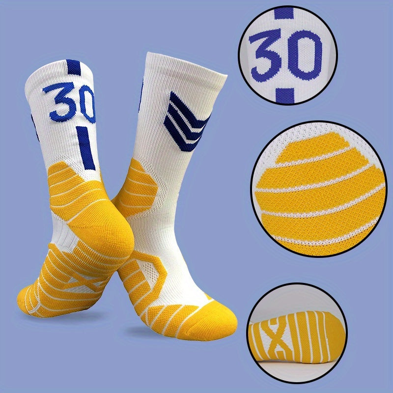 Men's Basketball Socks Breathable Non slip Striped Sports Crew Socks