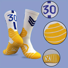 Men's Basketball Socks Breathable Non slip Striped Sports Crew Socks