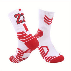 Men's Basketball Socks Breathable Non slip Striped Sports Crew Socks