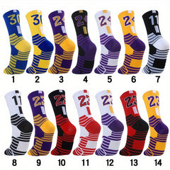 Men's Basketball Socks Breathable Non slip Striped Sports Crew Socks