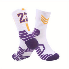 Men's Basketball Socks Breathable Non slip Striped Sports Crew Socks