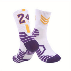 Men's Basketball Socks Breathable Non slip Striped Sports Crew Socks
