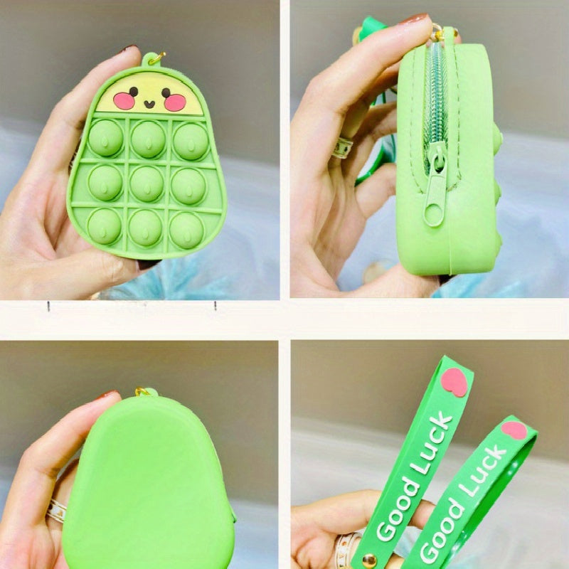 Cartoon Avocado Silicone Keychain Keyring Mini Coin Purse Bag Pendant Ornament