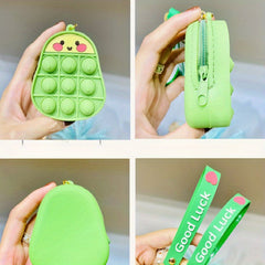 Cartoon Avocado Silicone Keychain Keyring Mini Coin Purse Bag Pendant Ornament