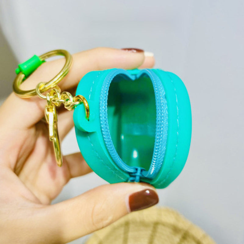 Cartoon Avocado Silicone Keychain Keyring Mini Coin Purse Bag Pendant Ornament