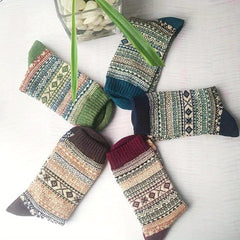 5 Pairs Winter Warm Crew Socks Vintage Breathable