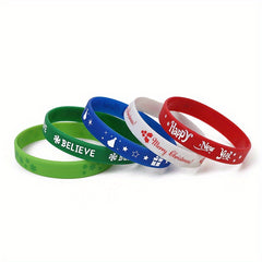 5pcs Christmas Silicone Wristbands Sports Bracelets Unisex