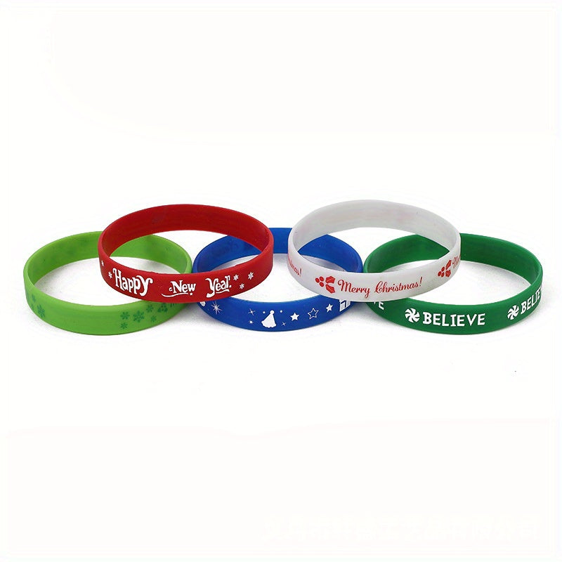 5pcs Christmas Silicone Wristbands Sports Bracelets Unisex