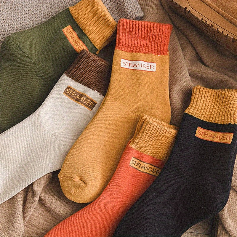 5 Pairs Men's Crew Socks Breathable Comfy Casual Unisex Outdoor All Seasons