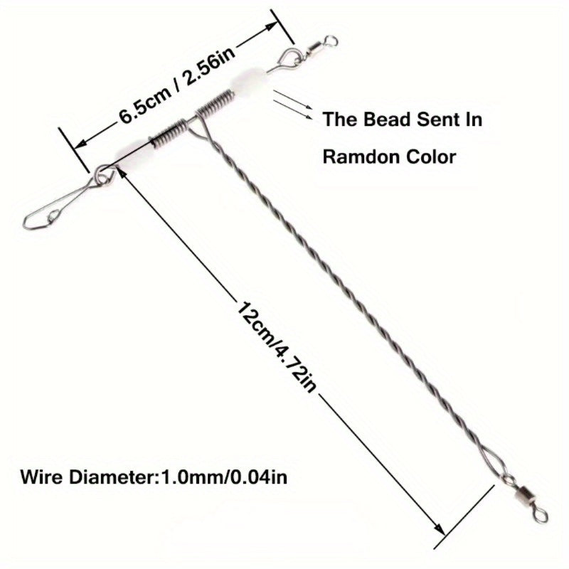 3pcs Fishing Wire Arm With Luminous Beads Stainless Steel Fishing Tackle Leaders