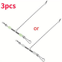 3pcs Fishing Wire Arm With Luminous Beads Stainless Steel Fishing Tackle Leaders