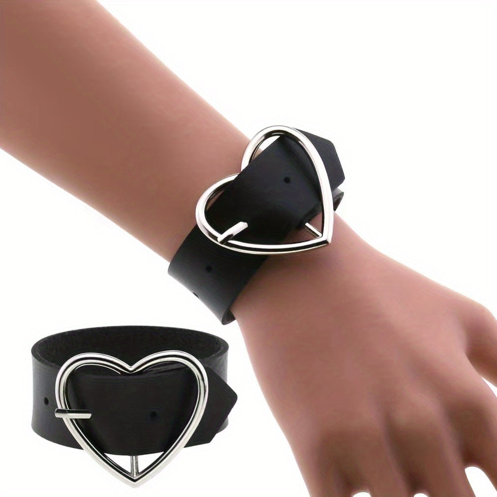 Heart Shaped Punk Gothic Leather Bracelet