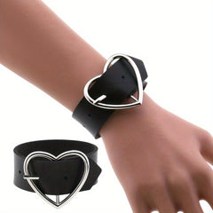 Heart Shaped Punk Gothic Leather Bracelet