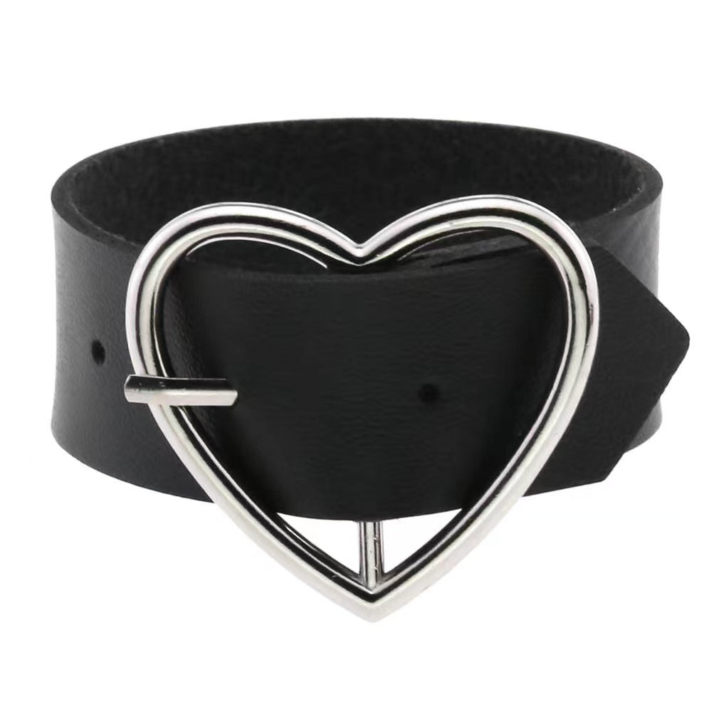 Heart Shaped Punk Gothic Leather Bracelet