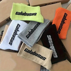 6 Pairs Men's Letter Pattern Crew Socks Breathable Comfy Casual Unisex Socks