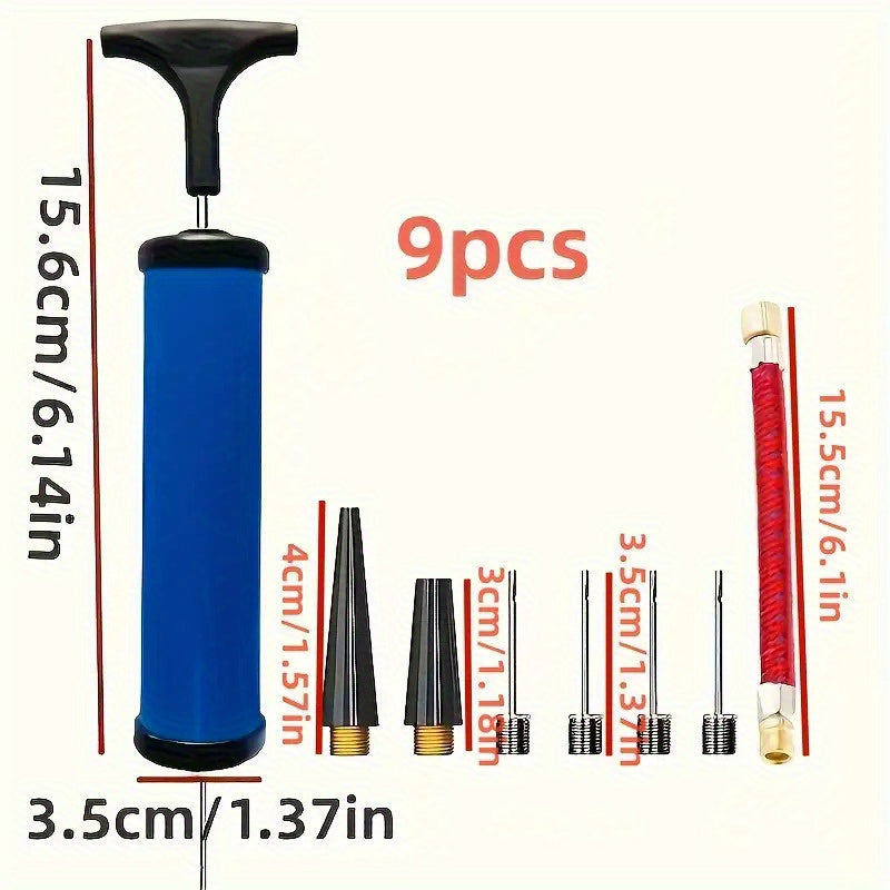 Portable Ball Pump Kit 9pcs Set With Needle Durable Air Pump