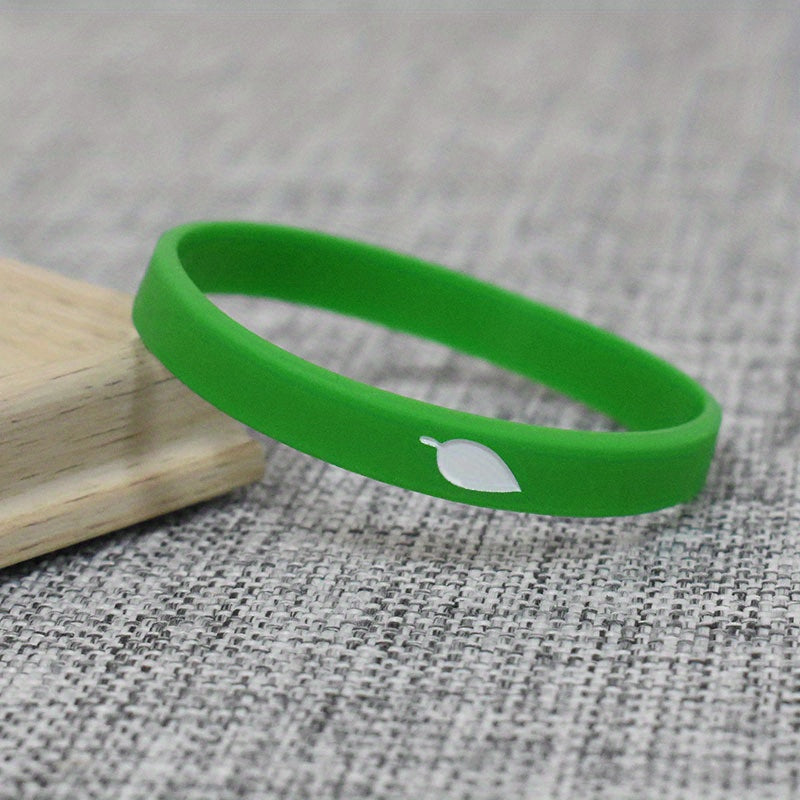 3pcs Green Silicone Wristband Leaves Bracelet