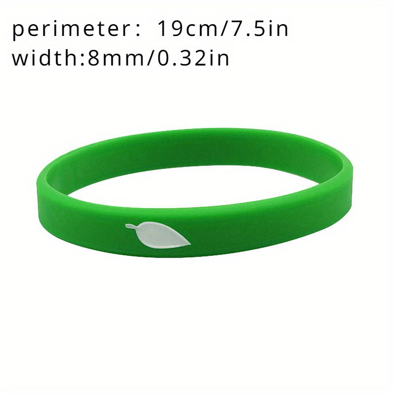 3pcs Green Silicone Wristband Leaves Bracelet