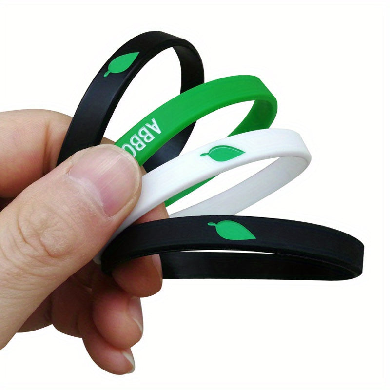 3pcs Green Silicone Wristband Leaves Bracelet