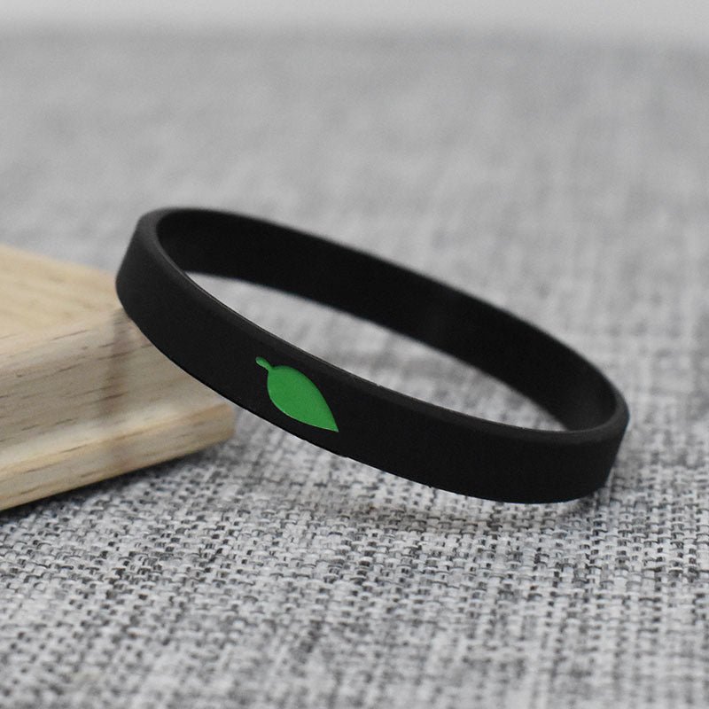 3pcs Green Silicone Wristband Leaves Bracelet