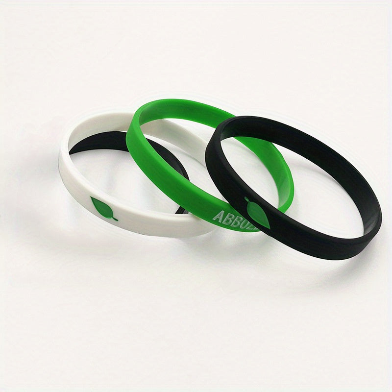 3pcs Green Silicone Wristband Leaves Bracelet