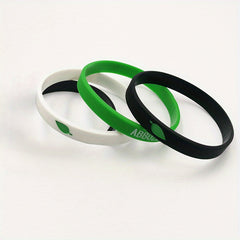 3pcs Green Silicone Wristband Leaves Bracelet