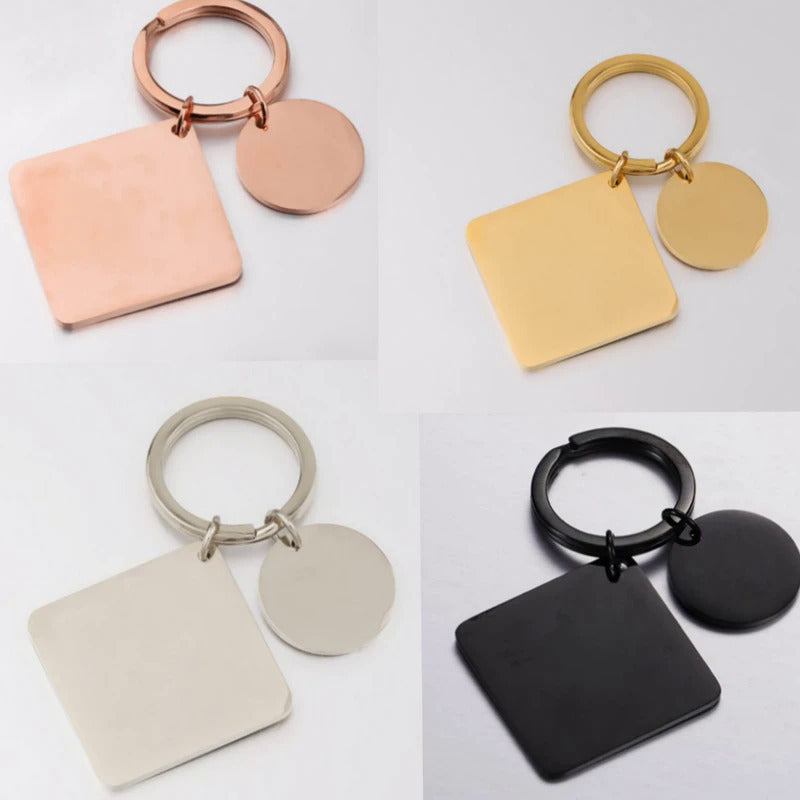 Stainless Steel Square Round Key Chain DIY Jewelry Making