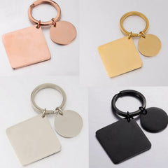 Stainless Steel Square Round Key Chain DIY Jewelry Making