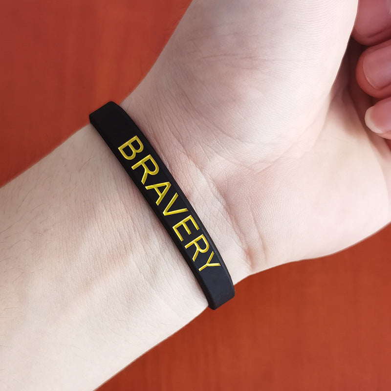 Inspirational Silicone Bracelet Set - 5pcs Lettering Patterns