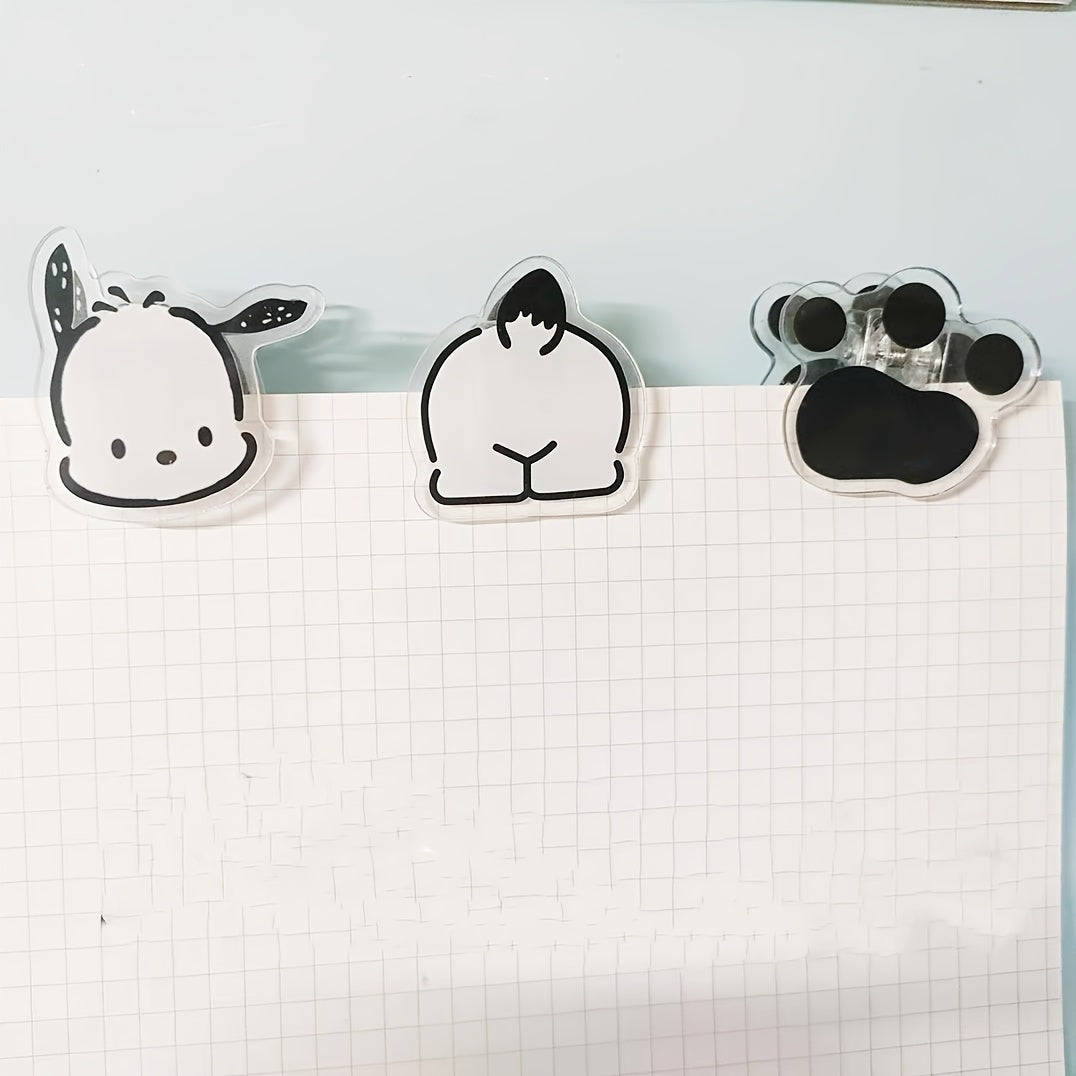 3pcs Cartoon Dog Binding Clips Multifunctional Paper Folder