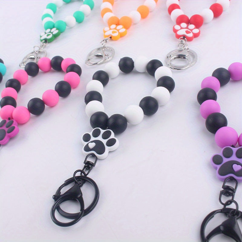 Silicone Dog Paw Bracelet Keychain DIY Decoration